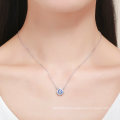 Lucky Blue Eye Clear CZ Pendant Necklace Women Luxury 925 Sterling Silver Jewelry